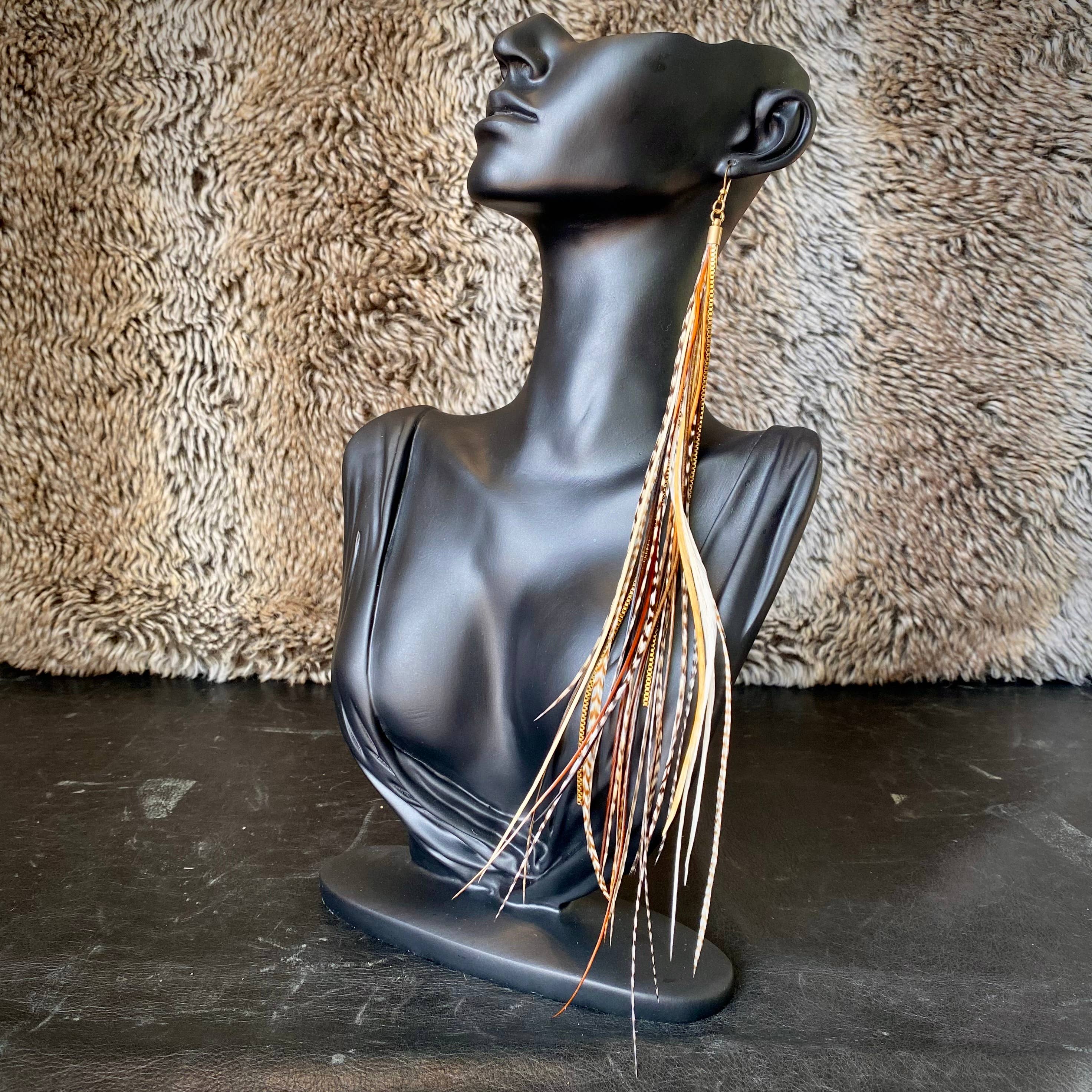 ASTALI - Wholesale Tassel Earrings - Extra Long Feather Earrings - Mixed Grizzly, Boho Western7