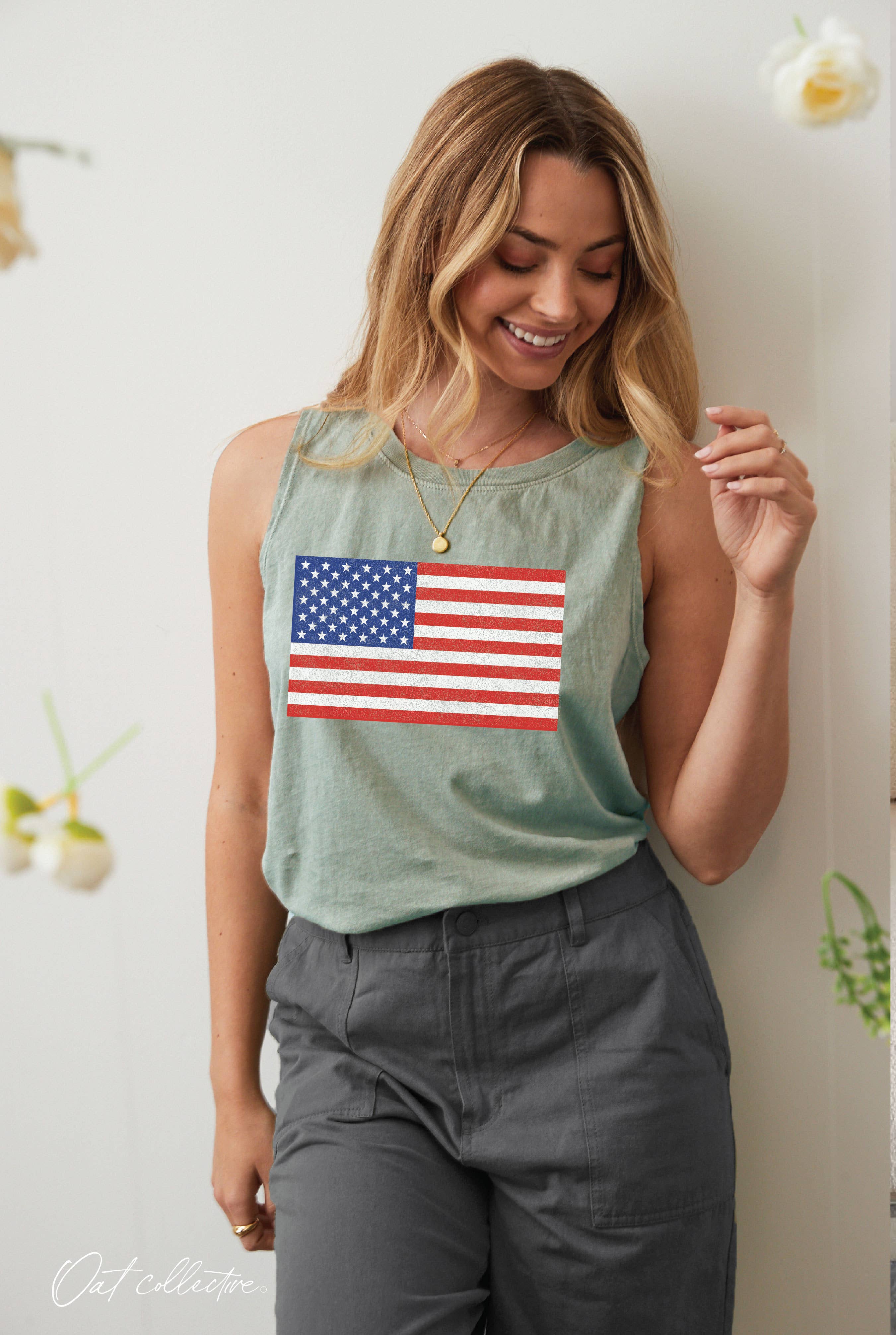 OAT COLLECTIVE - Wholesale Tanktop - Dames - USA FLAG Mineral Graphic tanktop 5