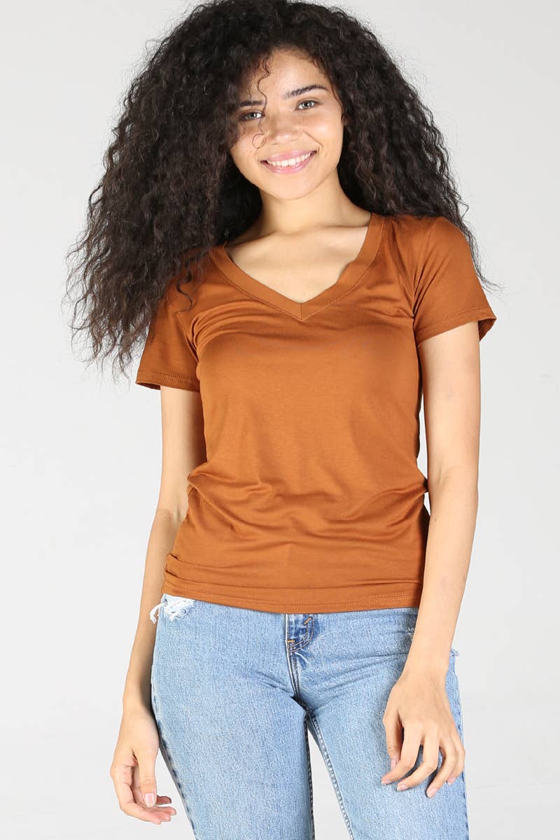 ANGIE - Vendita all'ingrosso Maglietta - Donna - Maglietta basica a scollo a V X2731-ASIS19