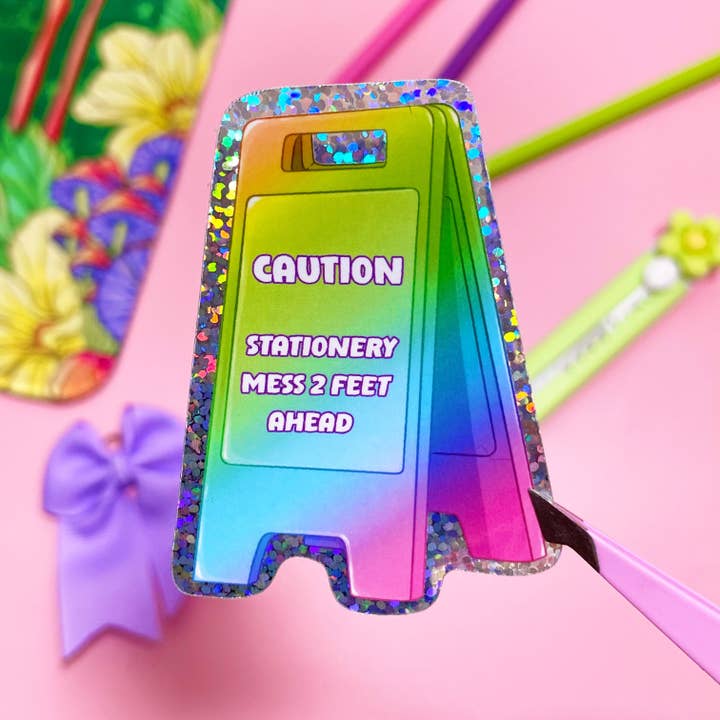 Stationery Mess Holo Glitter Vinyl Sticker for wholesale by A Little Spark