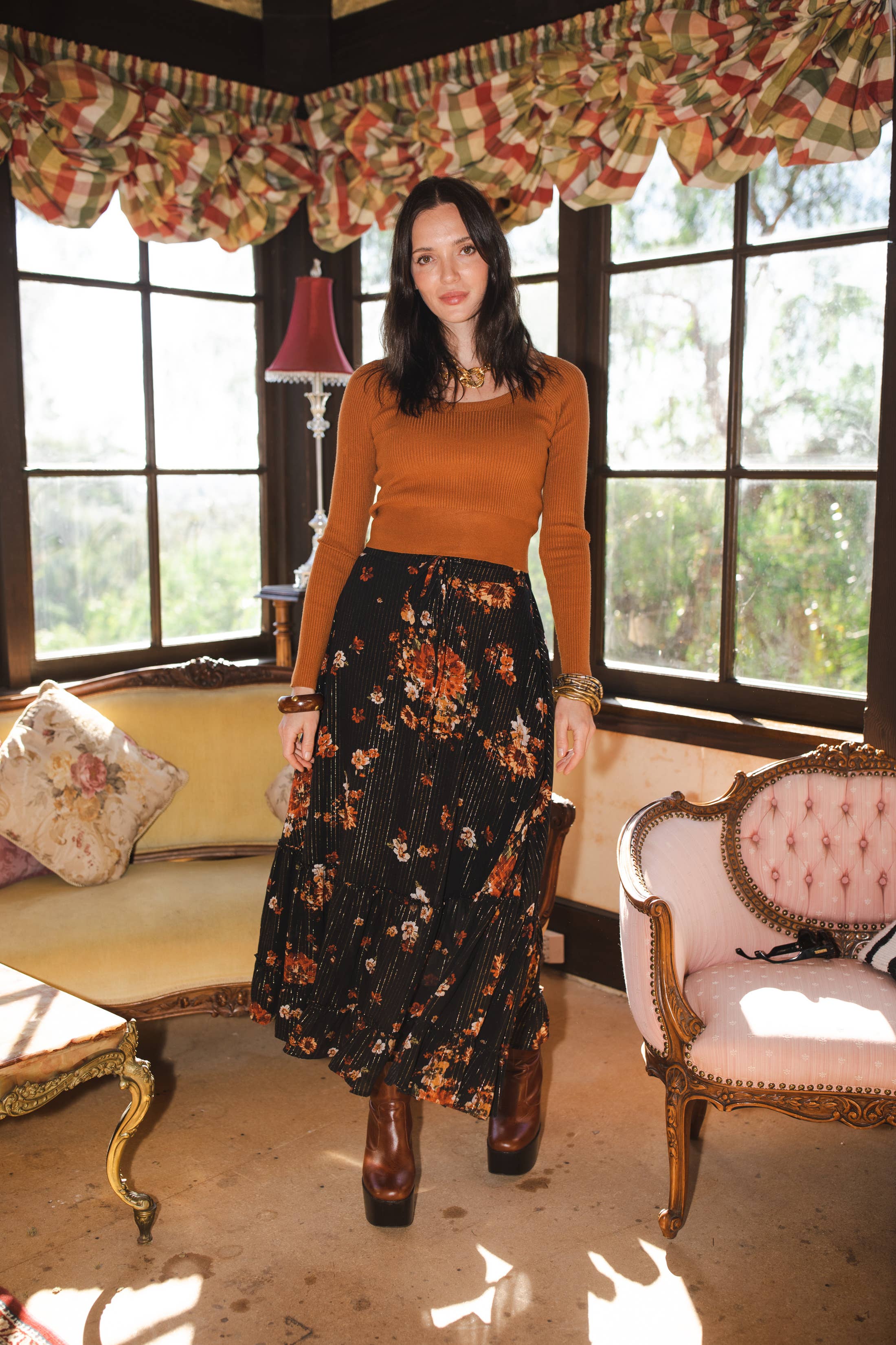 Jennafer Grace – wholesale Skirt – Women’s – Lynx Flora Maxi Skirt0