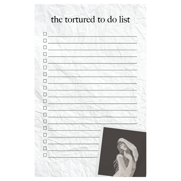 The Tortured To Do List Notepad for wholesale by June Apothicarie