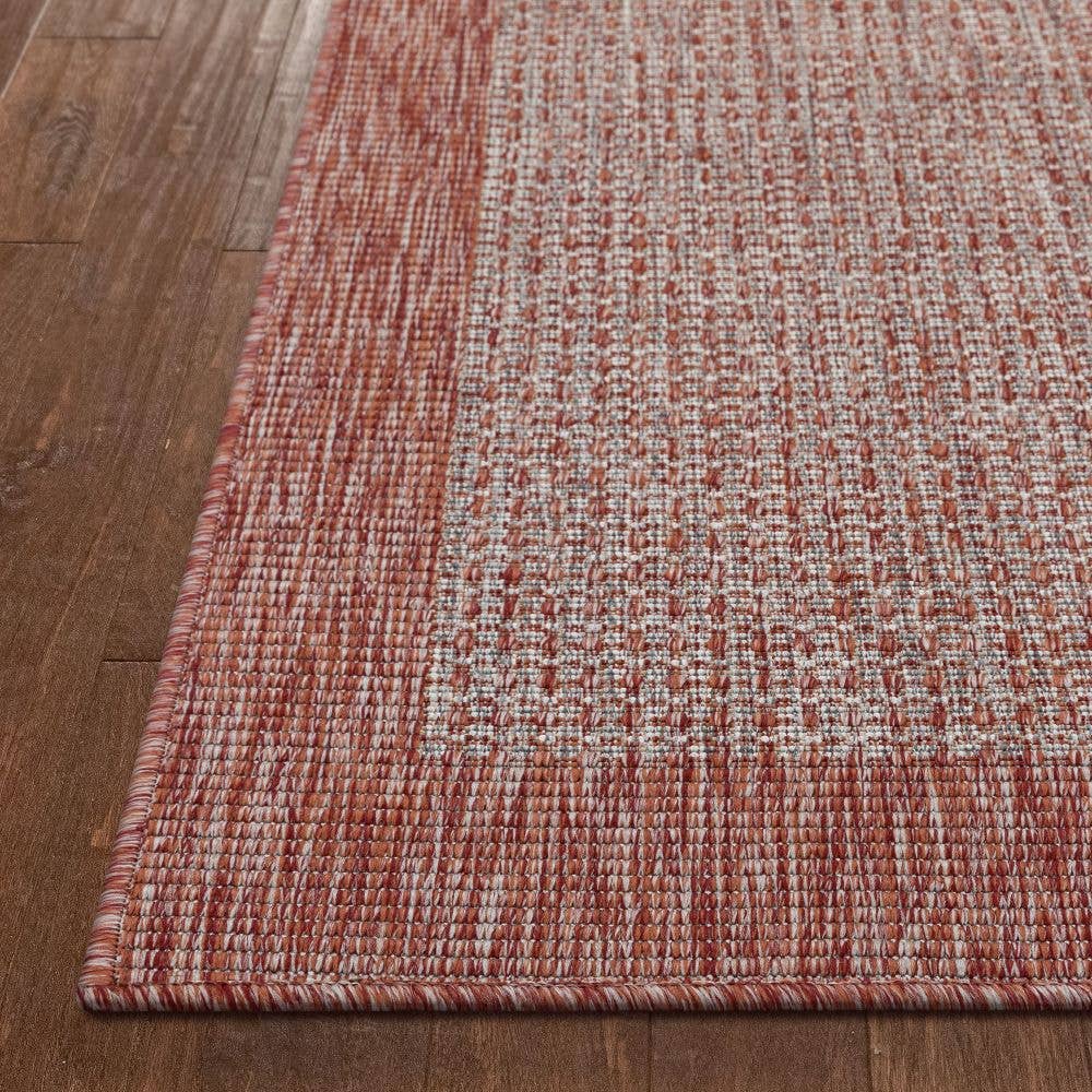 Well Woven – Engroshandel Løst tæppe – Odin Solid & Stribet Border Indendørs Udendørs Koral Flatweave8