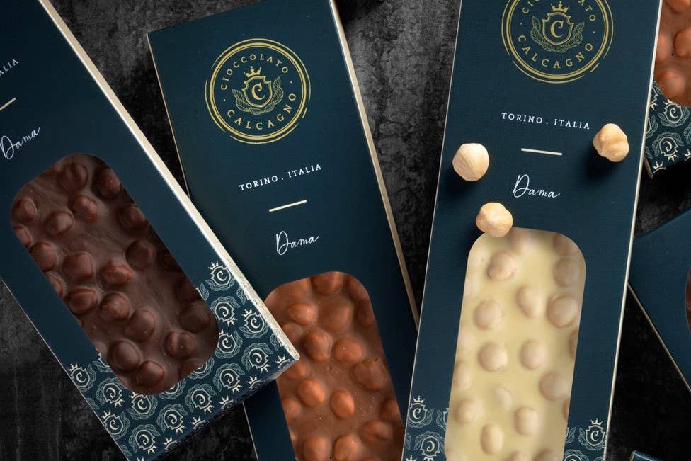 Cioccolato Calcagno - Wholesale Chocolate Bar - Dark Hazelnut Dame 200 g1