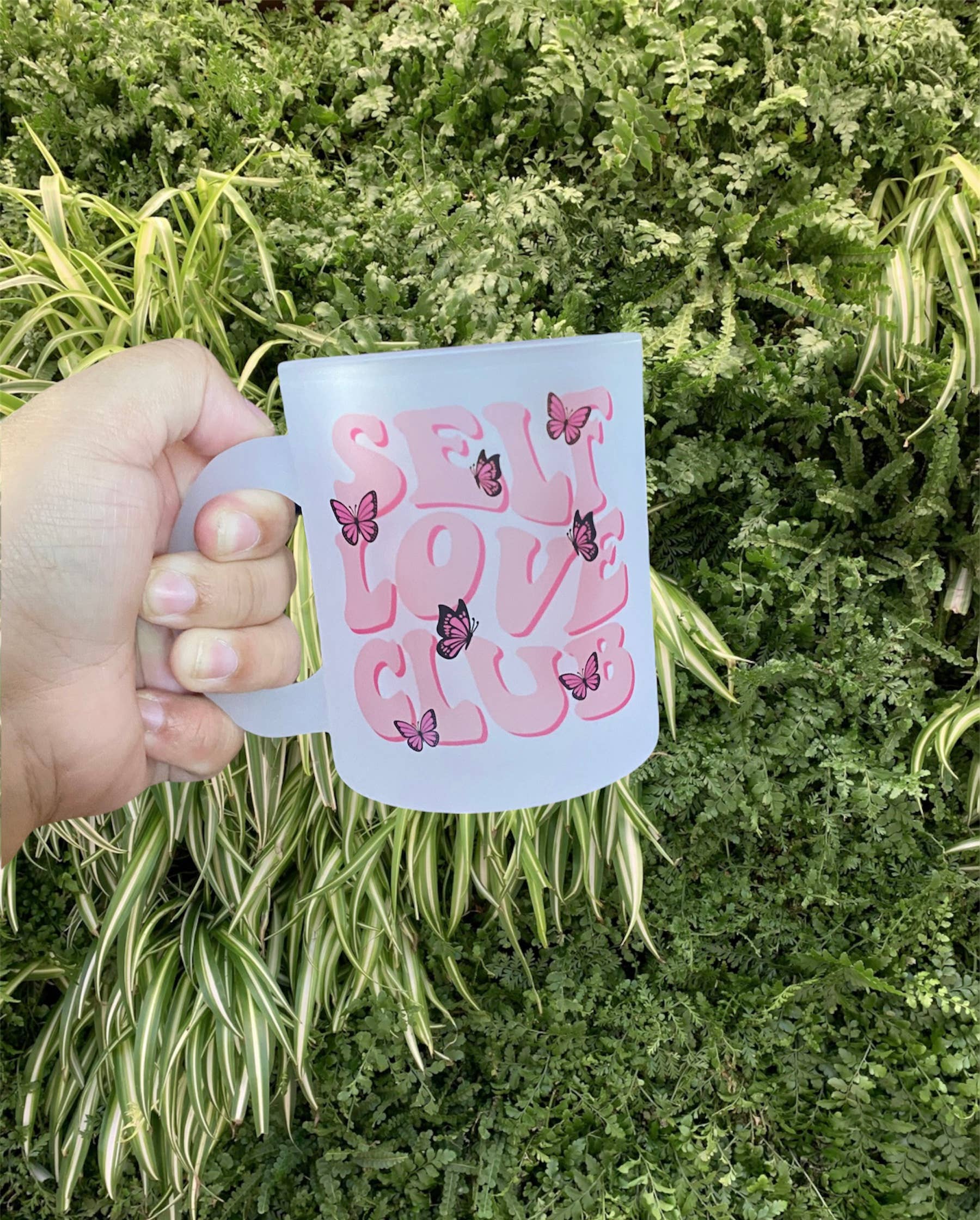 D2JCrafts - Venta al por mayor Taza - Taza de café esmerilado Self Care Club Butterfly12