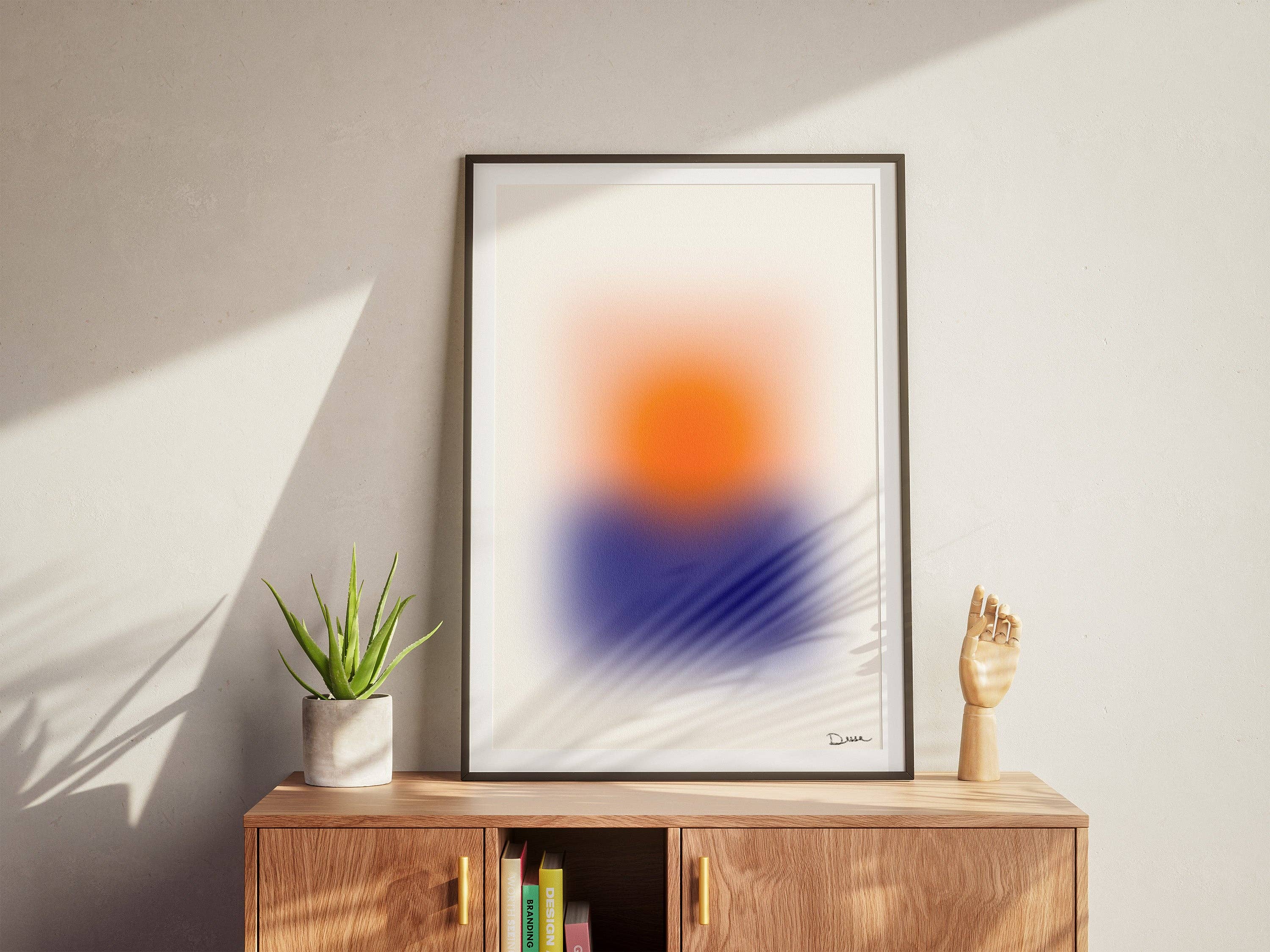 Holydirtstudio.com - Wholesale Art Print - Blurred Horizon, Abstract Blurred Sunset Poster, Modern Art, Orange Sun & Blue Horizon3