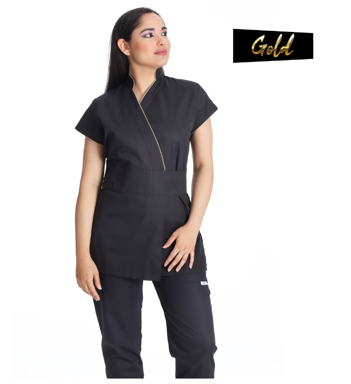 West Rose abbigliamento professionale - Wholesale Healthcare Uniform - Women's - JASMINE BLACK GOLD WORK KIMONO7