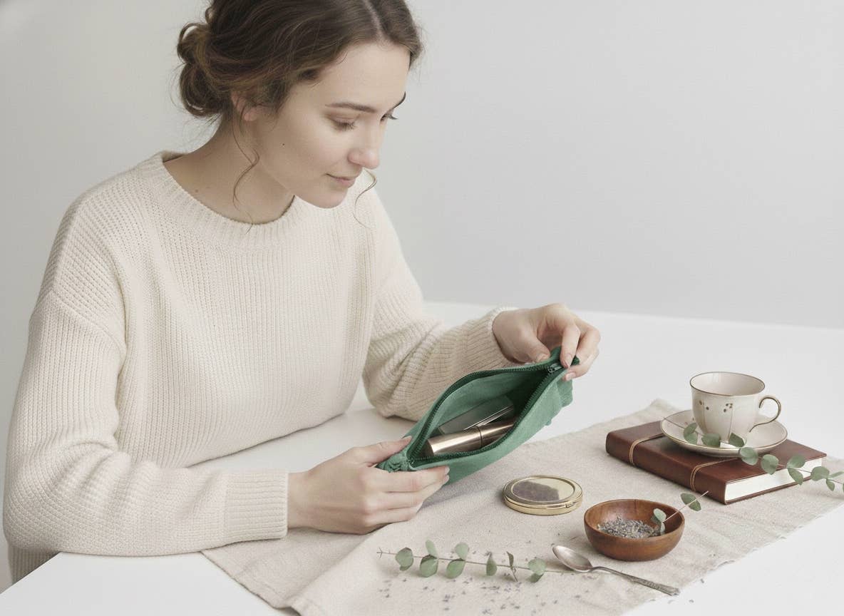 House of Kraft - Wholesale Pouch - Women's - Canvas Ruffle Pouches | Canvas Travel Pouches | Zipper Pouch34