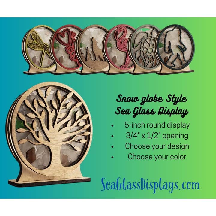 Sea Glass Displays - Venta al por mayor Vitrinas - Caja de sombras de cristal marino con forma de tortuga marina, 4 estilos