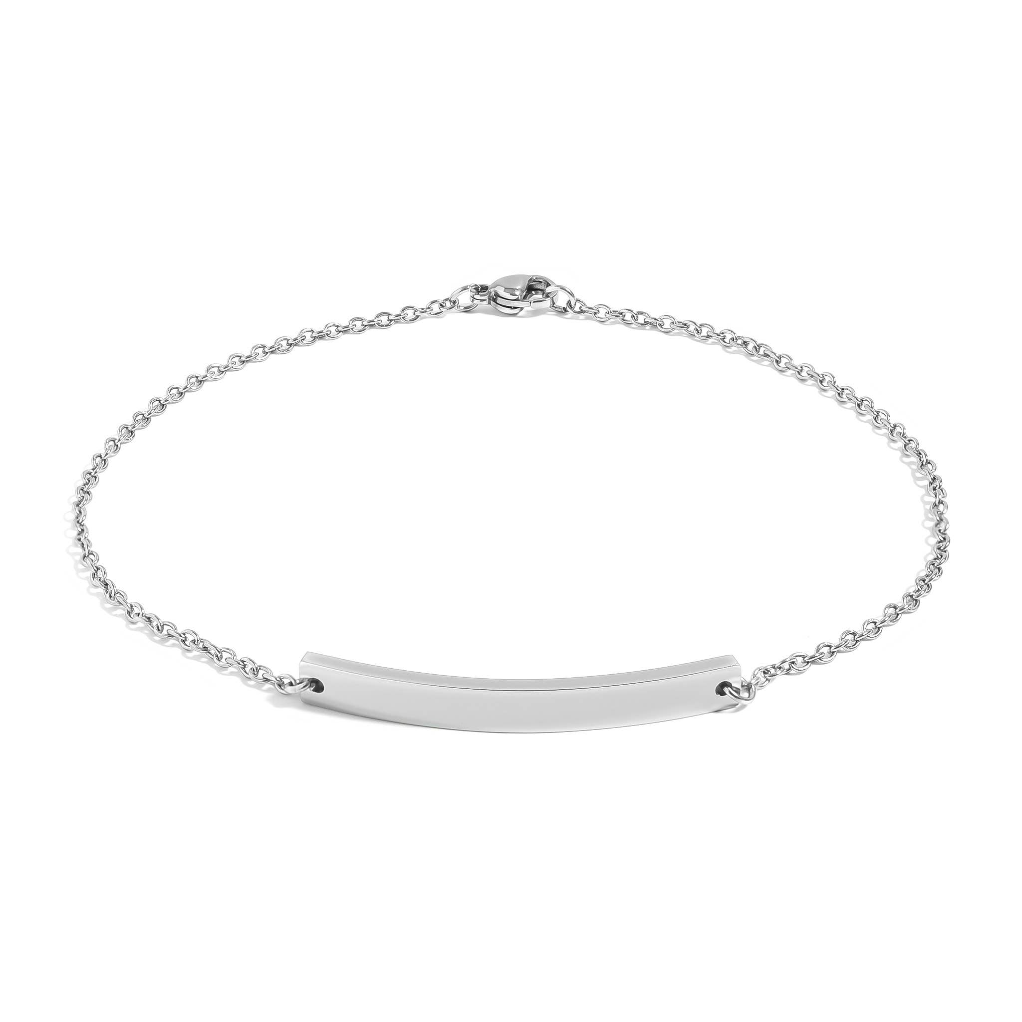 WJW - Wholesale Anklet - Stainless Steel Engravable Curved Blank Bar Anklet4