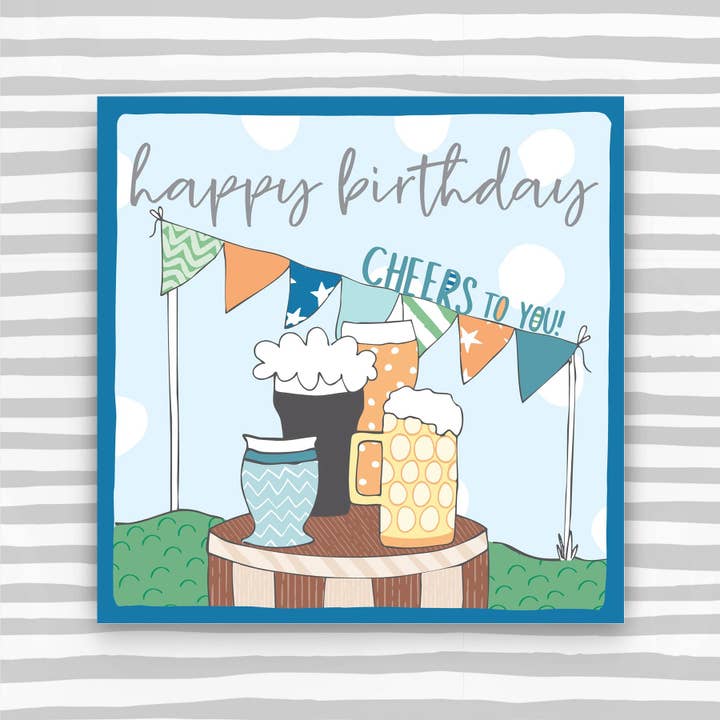 Molly Mae Ltd - Wholesale Birthday Card - Beers on a barrel - Happy Birthday Greeting Card (OC16)