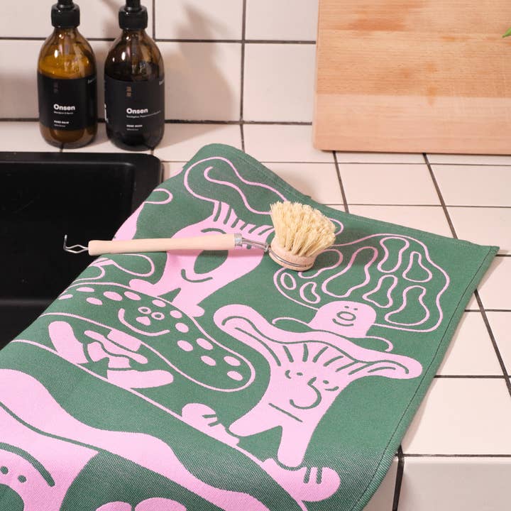 Wrap - Wholesale Tea Towel - Mushrooms Woven Cotton Tea Towel