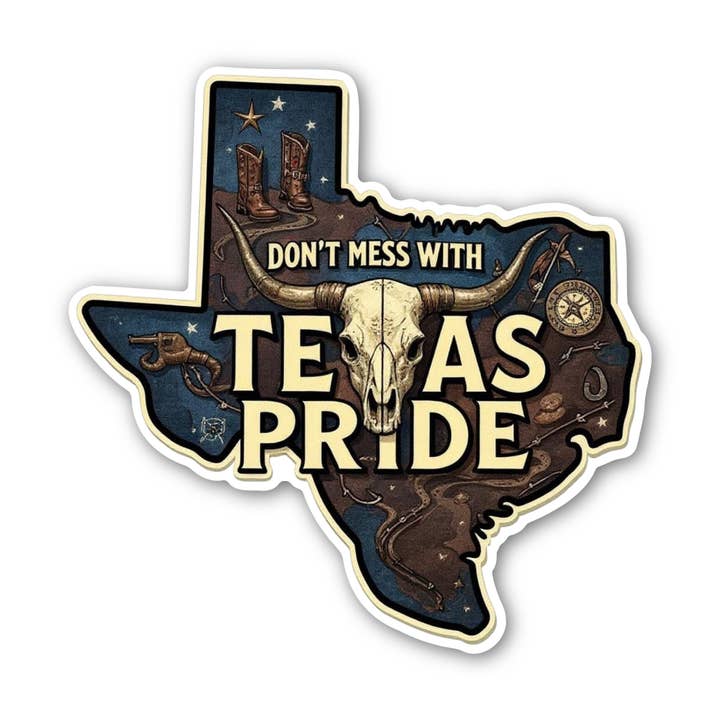 Adesivo Stato dell'Orgoglio del Texas | Longhorn Vintage | Vinile Sagomato per la vendita all'ingrosso da parte di PiggyPrintStickers