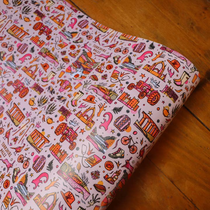 Freya Niamh - Wholesale Flat wrap - Yorkshire Dales Wrapping Paper, Beige Gift Wrap