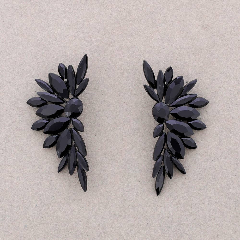 Sonata - Vente Bijoux à boutons pression - Boucles d'oreilles ailes en métal avec cristaux1