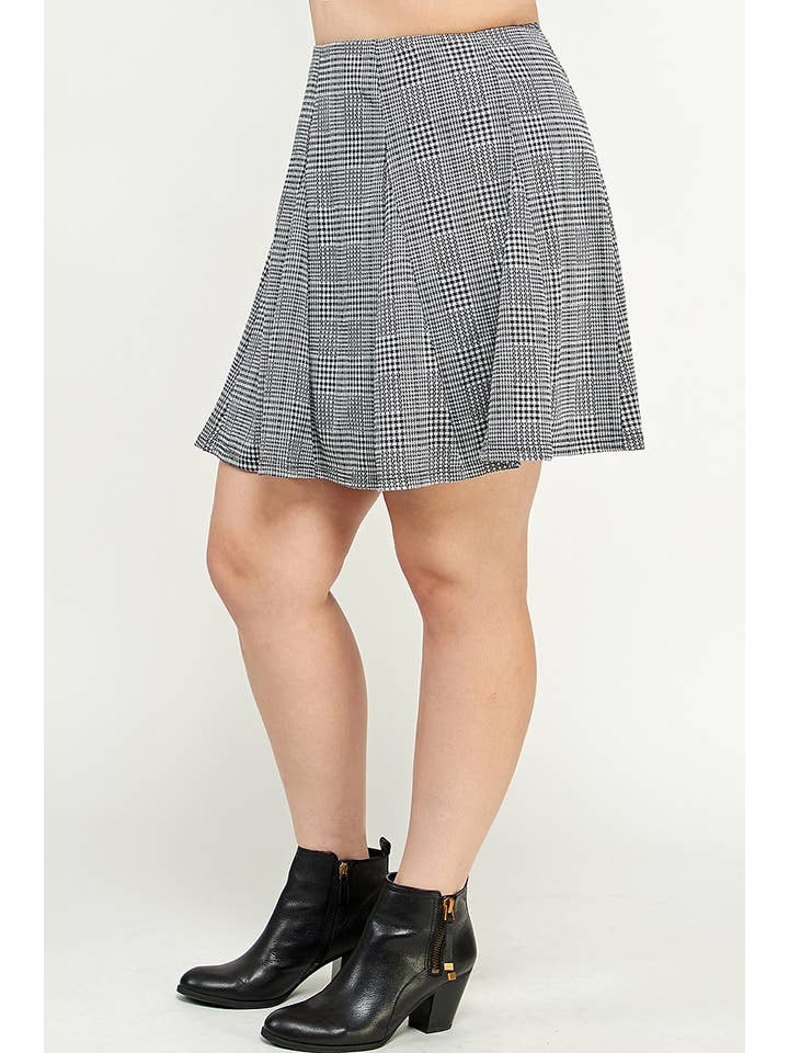 Haute Fox Plus Size & Contemporary - Wholesale Skirt - Women's - Plus Size Plaid Knit Aline Skirt KY18157-SK