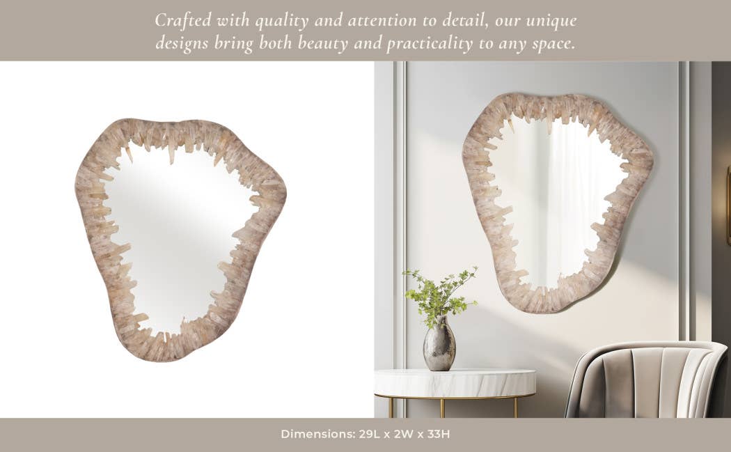 Sagebrook Home - Wholesale Wall Mirror - Wall Mirror - Ivory Glass Quartz Organic Edge, 33 in.10