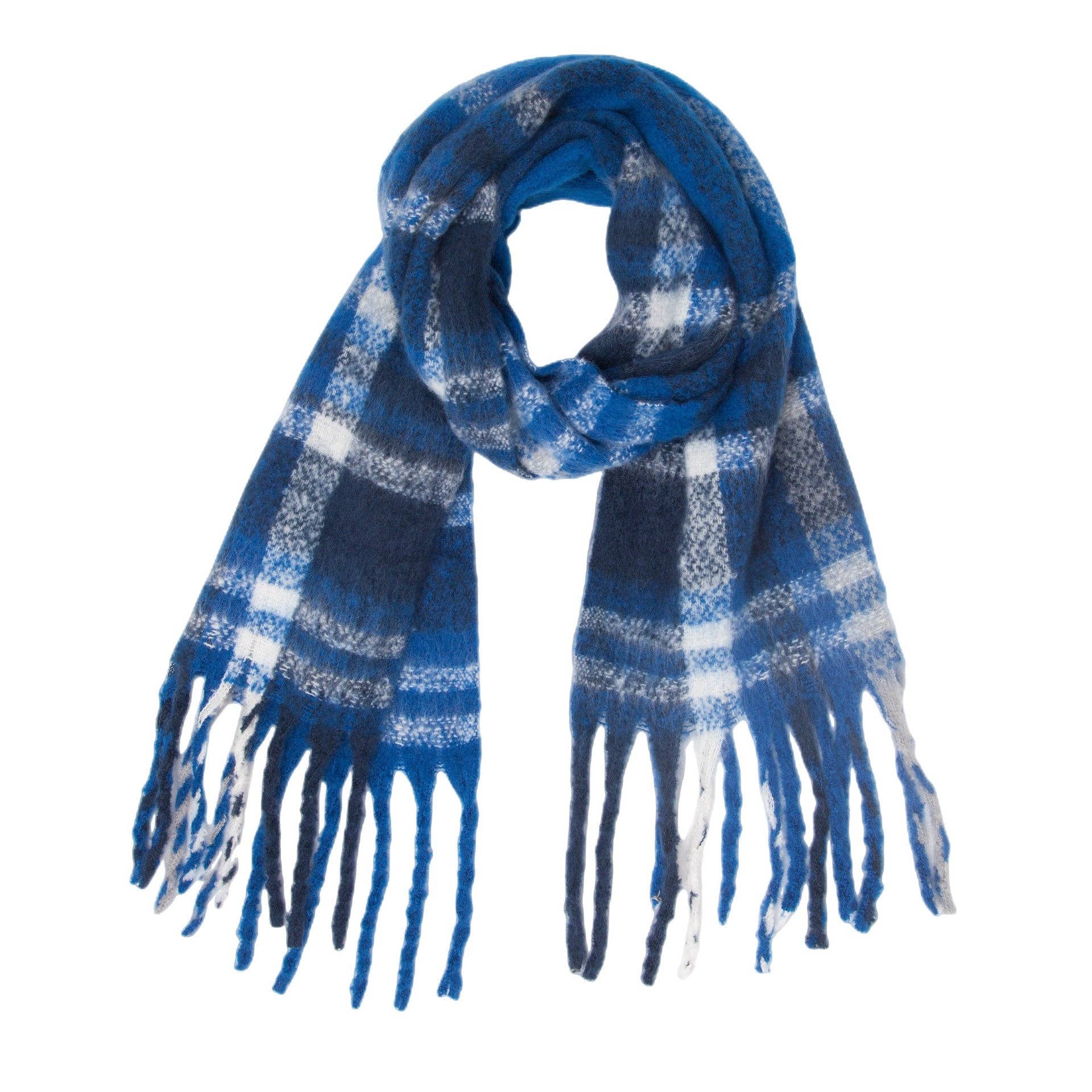 Dipped Shop - Wholesale Scarf - Women's - Tassel Plaid Vintage Scarves DPKS12184