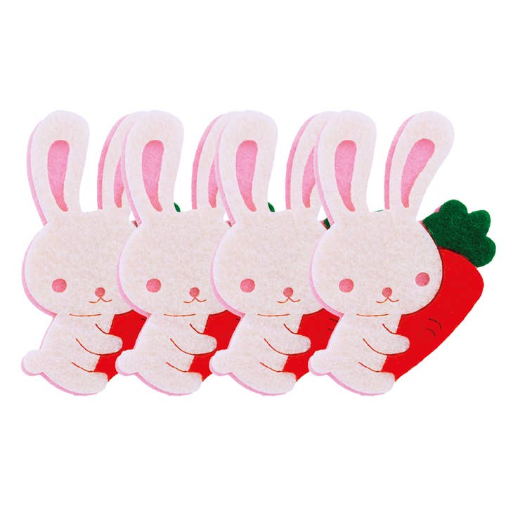 Angels Craft - Wholesale Craft Supplies - Felt Bunnies – 4ct, 3.15" x 2.05" (8 x 5.2cm)