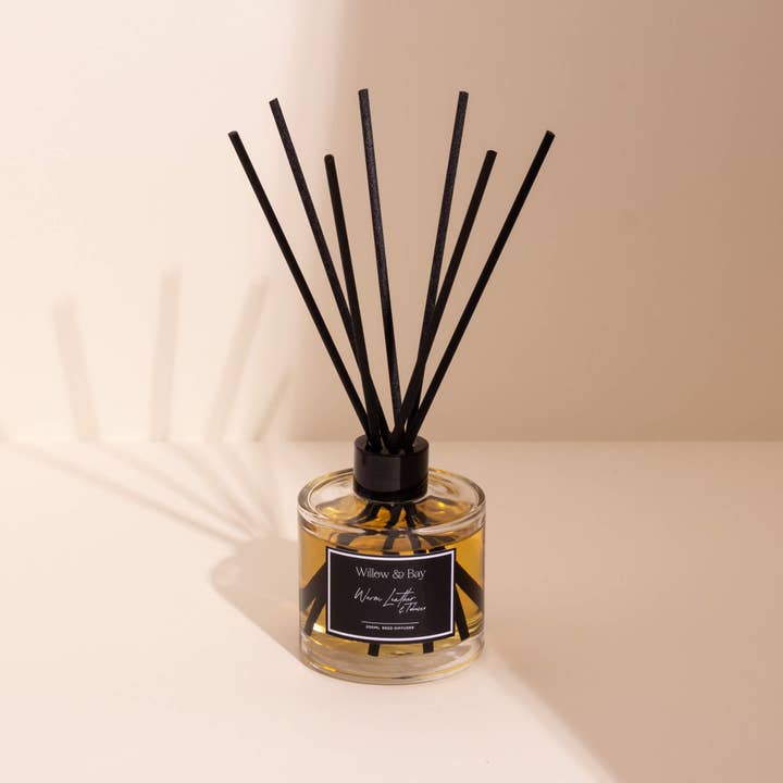 200ml Warm Leather & Tobacco Reed Diffuser for wholesale by Willow & Bay Scents