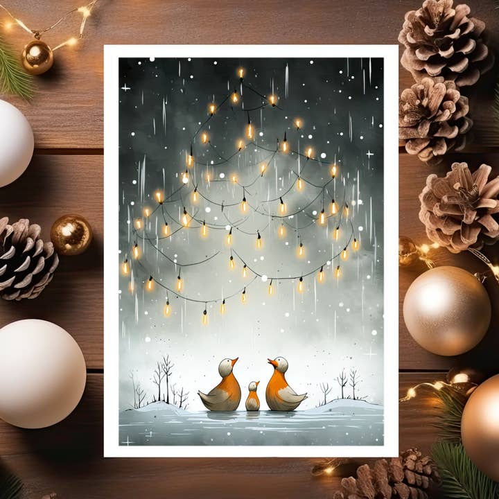 Winter Wonderland Duck Family Christmas Card for wholesale by The Naughty Equestrian