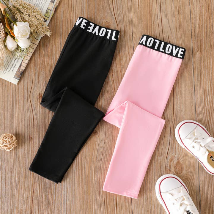 Kleinkind Mädchen Leggings mit Buchstabenaufdruck und elastischem Bund für den Großhandel von PatPat