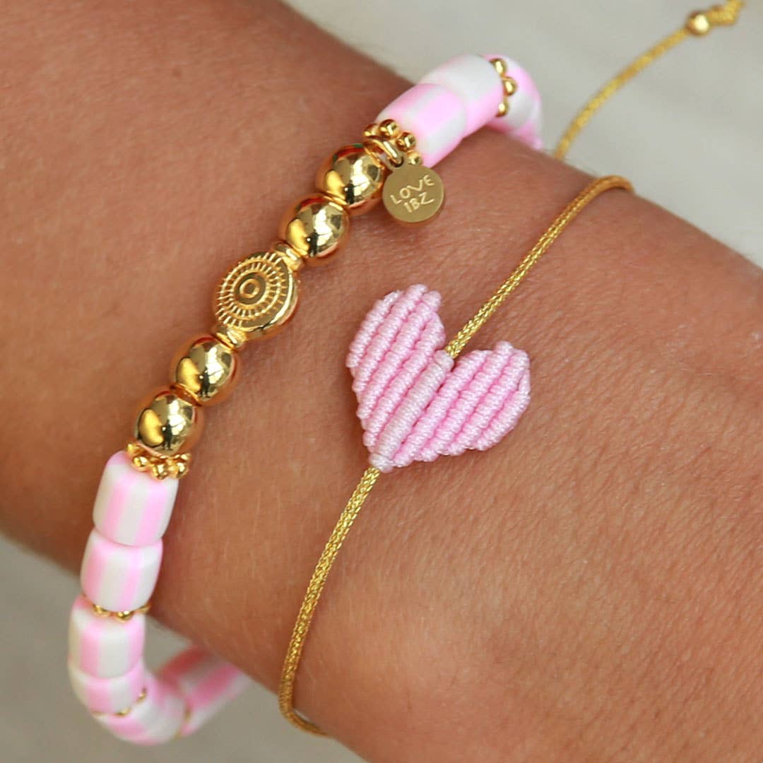 Love Ibiza - Wholesale Woven/Braided Bracelet - Armband baby pink heart1