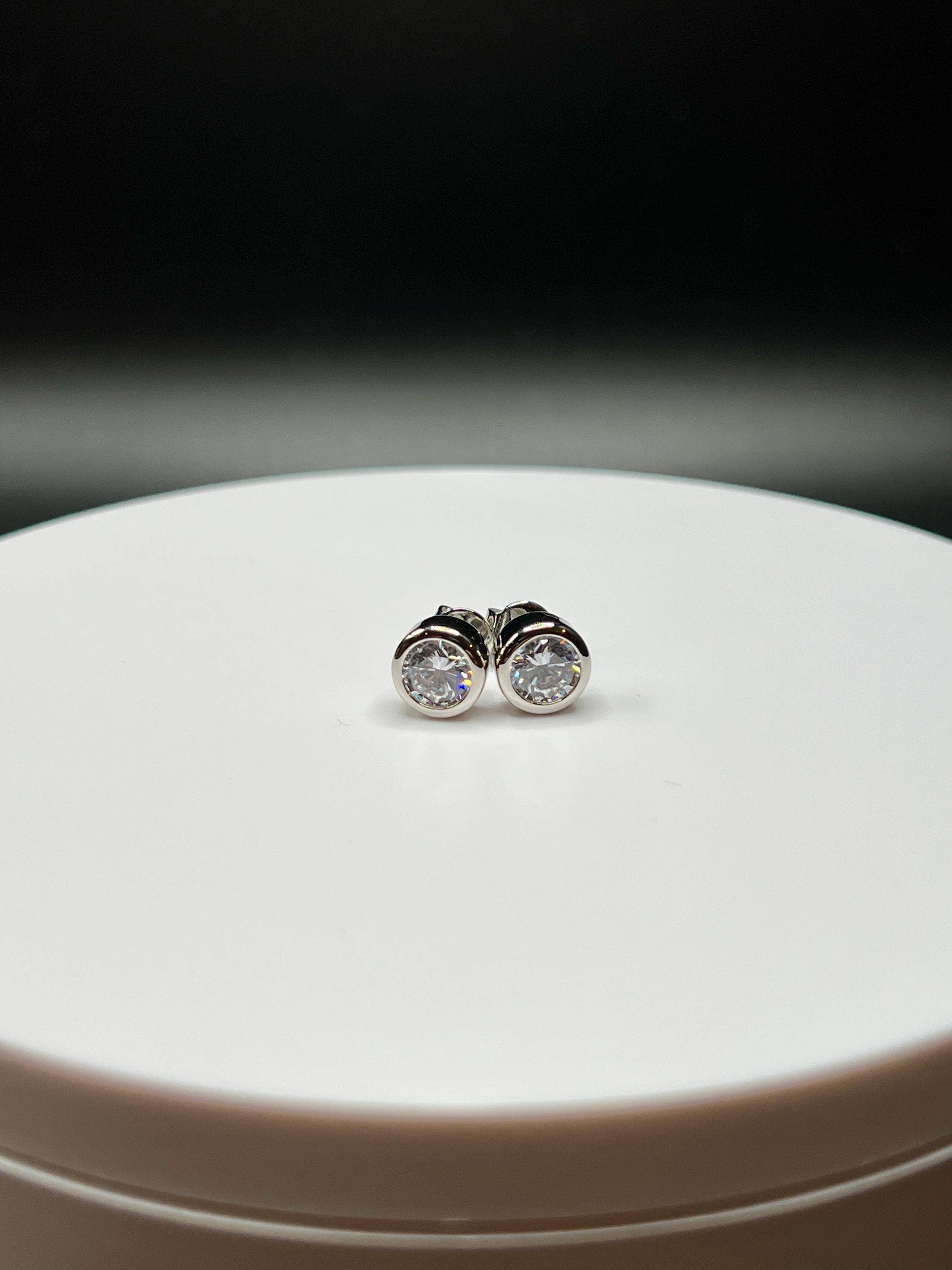 Elegant Jewels LLC - Wholesale Stud/Post Earrings - 2 CT Lab Grown Diamond Bezel Stud Earrings in 14K Gold7
