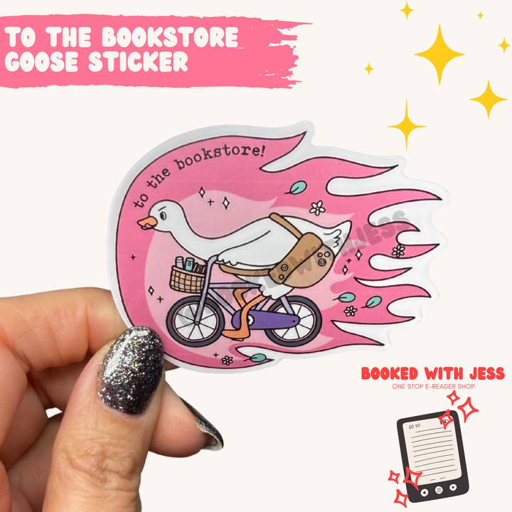 To the Bookstore Goose Sticker for wholesale by Booked with Jess