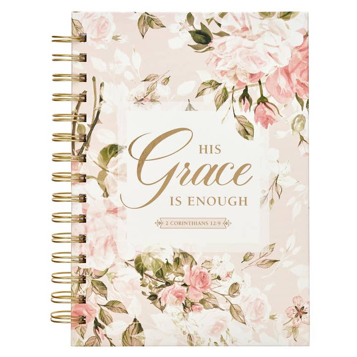 Journal Wirebound Pink Floral His Grace 2 Cor. 12:9 for wholesale by Christian Art Gifts