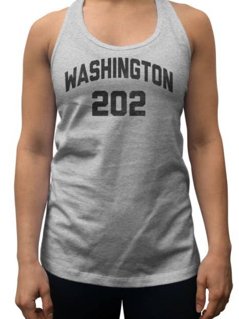 Women's Washington DC 202 Area Code Racerback Tank Top for wholesale by Boredwalk