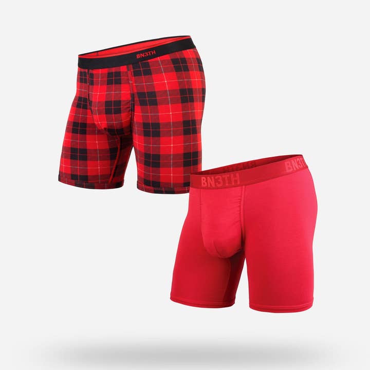 MENS CLASSIC BOXER BRIEF 2-PACK: CRIMSON/FIRESIDE RED for wholesale by BN3TH