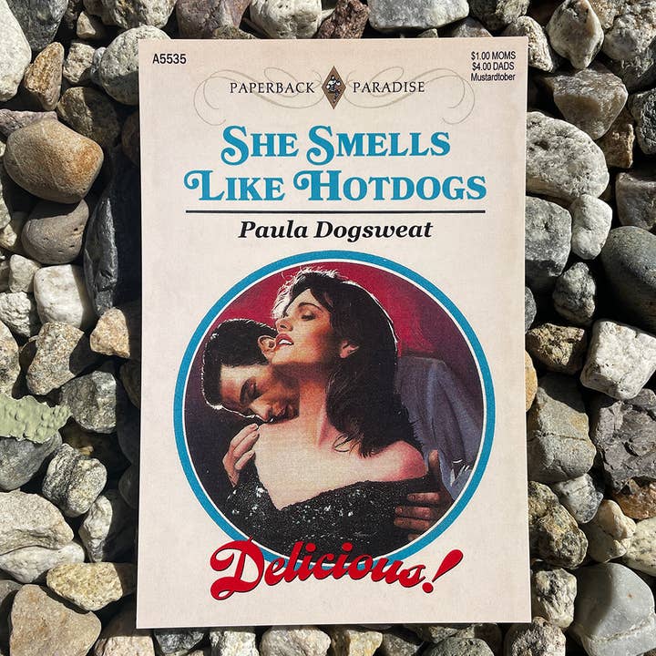 She Smells Like Hotdogs Postcard for wholesale by Paperback Paradise