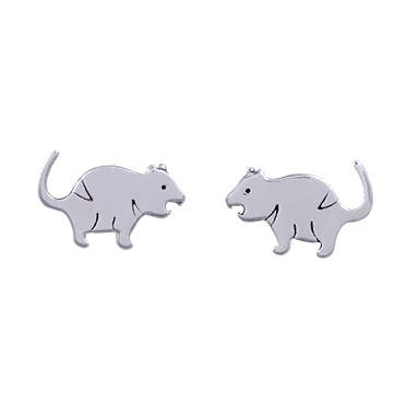 Red Parka – wholesale Stud/post earrings – Tasmanian Devil Recycled Silver Studs0