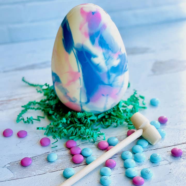 Chocolates Unlimited by Denise - Wholesale Chocolate Covered Sweets - Breakable Chocolate Egg in Tie-Dye Design