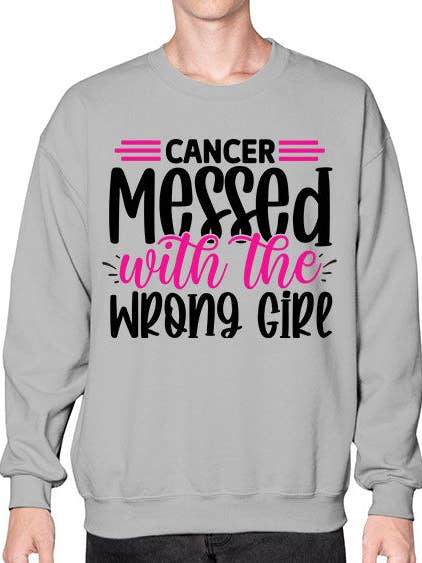 Cancer Messed with the Wrong Girl 29# - breast cancer- Sweatshirt - Crew for wholesale by tshirt unlimited
