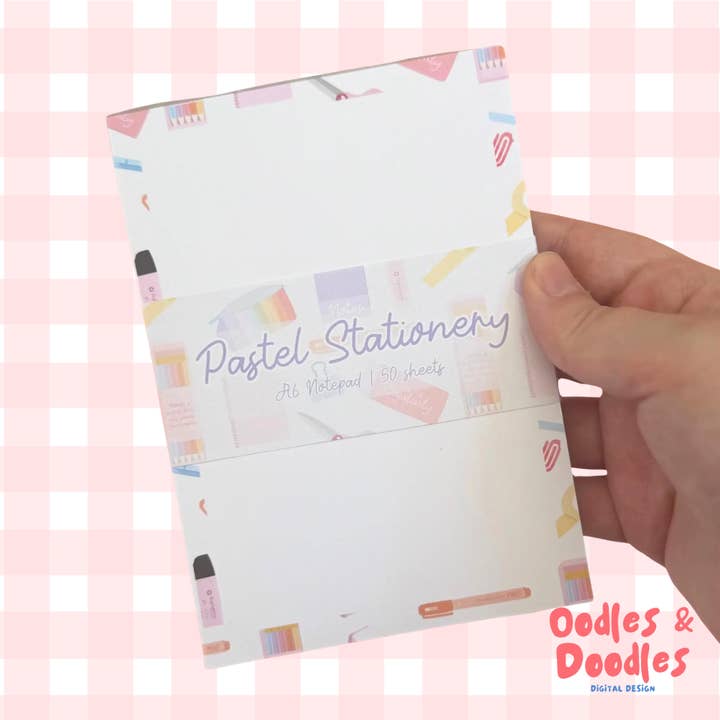 A6 Pastel Stationery Notepad: Kawaii Desk Pad for wholesale by Oodles & Doodles