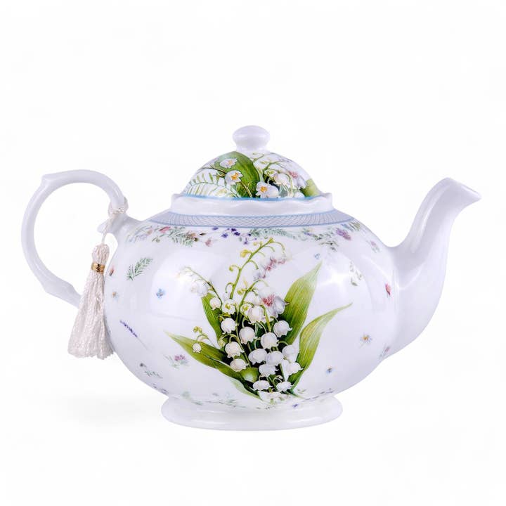 STP - Wholesale Tea Pot - Lily of the Valley Bone China Teapot in Gift Box