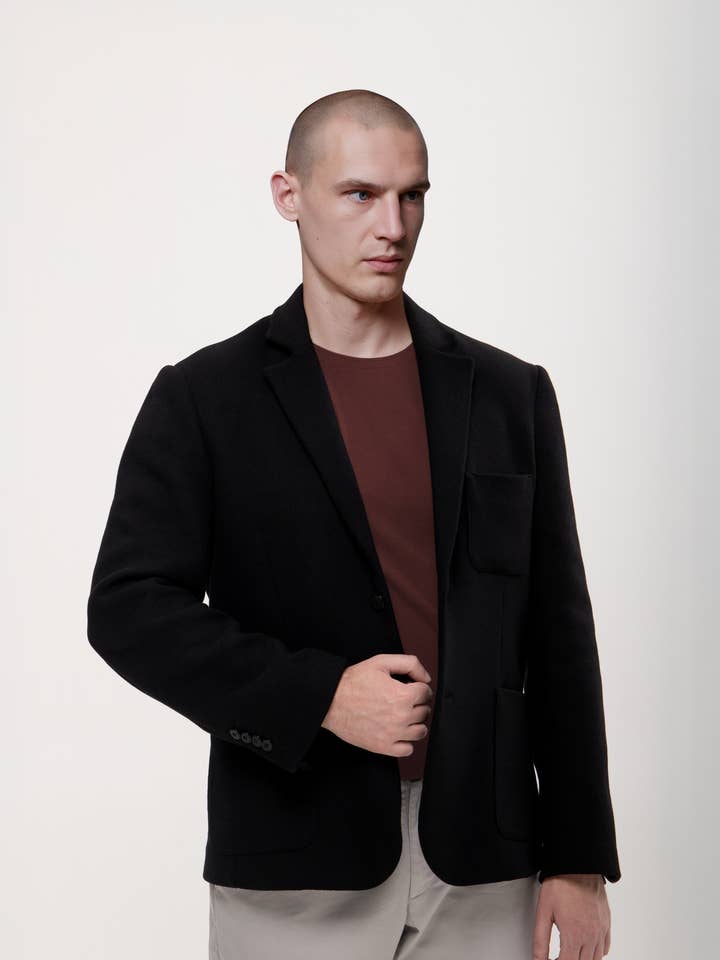 Black wool blazer for men for wholesale by MERCES
