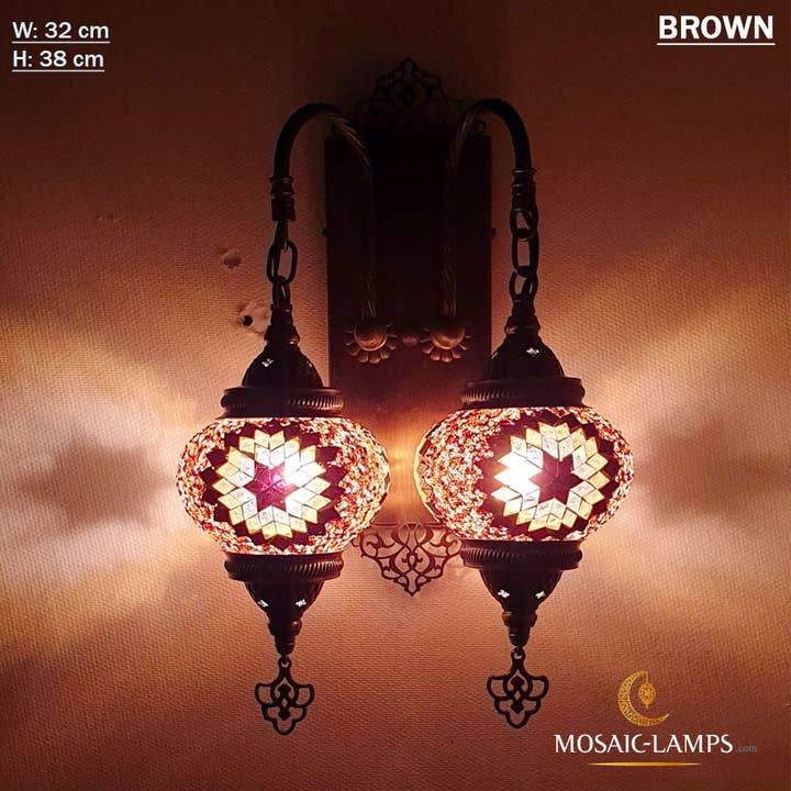 Mosaic Lamps - Vente Appliques - Lampe murale turque bohémienne antique à 2 têtes7