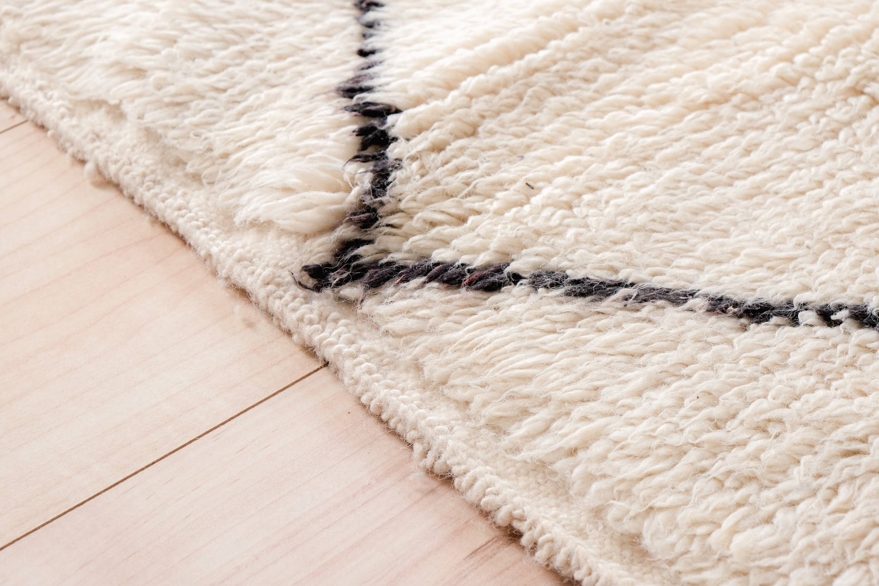 Moroccan Woven Treasures - Wholesale Area Rug - Moroccan White Shag rug, Black and White Large Area Rug7