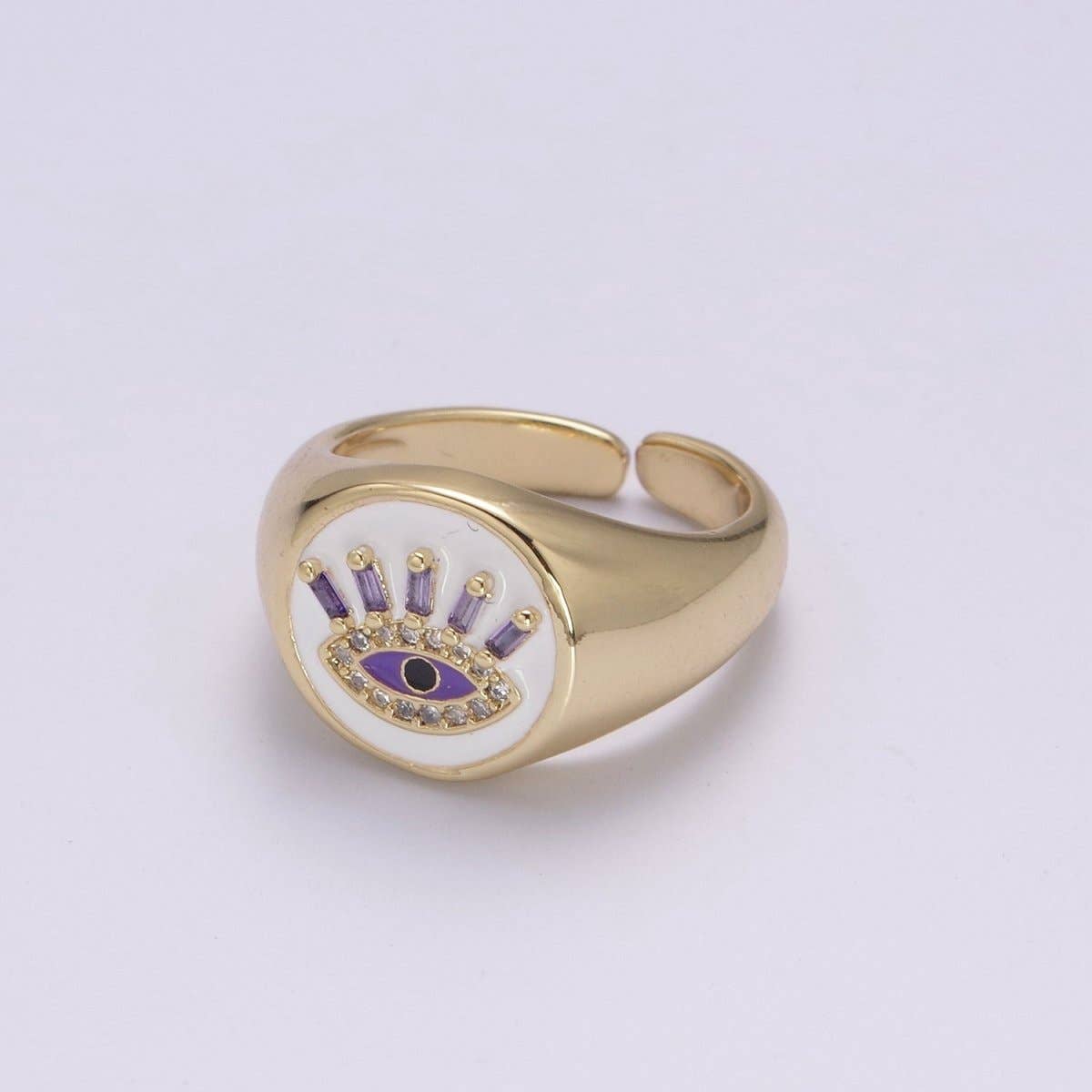 Aim Eternal - Vendita all'ingrosso Anelli multipietra - Anello Occhio Malvagio Cupola Bianca, Anello di Protezione, Anello Occhio in Zirconia Cubica Amuleto Gioielli Boho Statement U-201 ~ U-2063