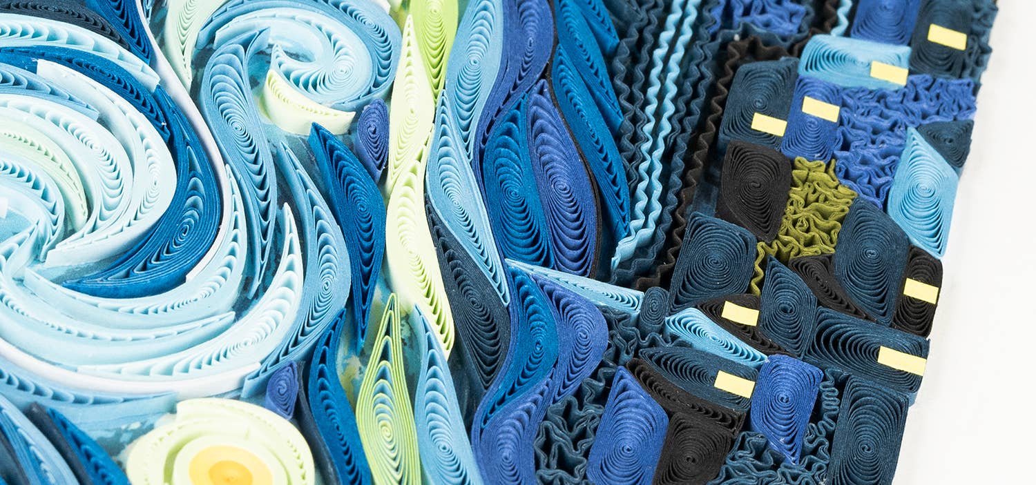 Quilling Card - Vente Carte de vœux classique - Artist Series - Carte de vœux Quilled Starry Night, Van Gogh3