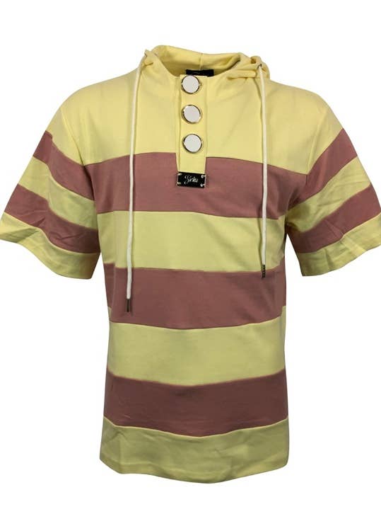 Striped Hooded Tee - Sand/Brown for wholesale by Zein