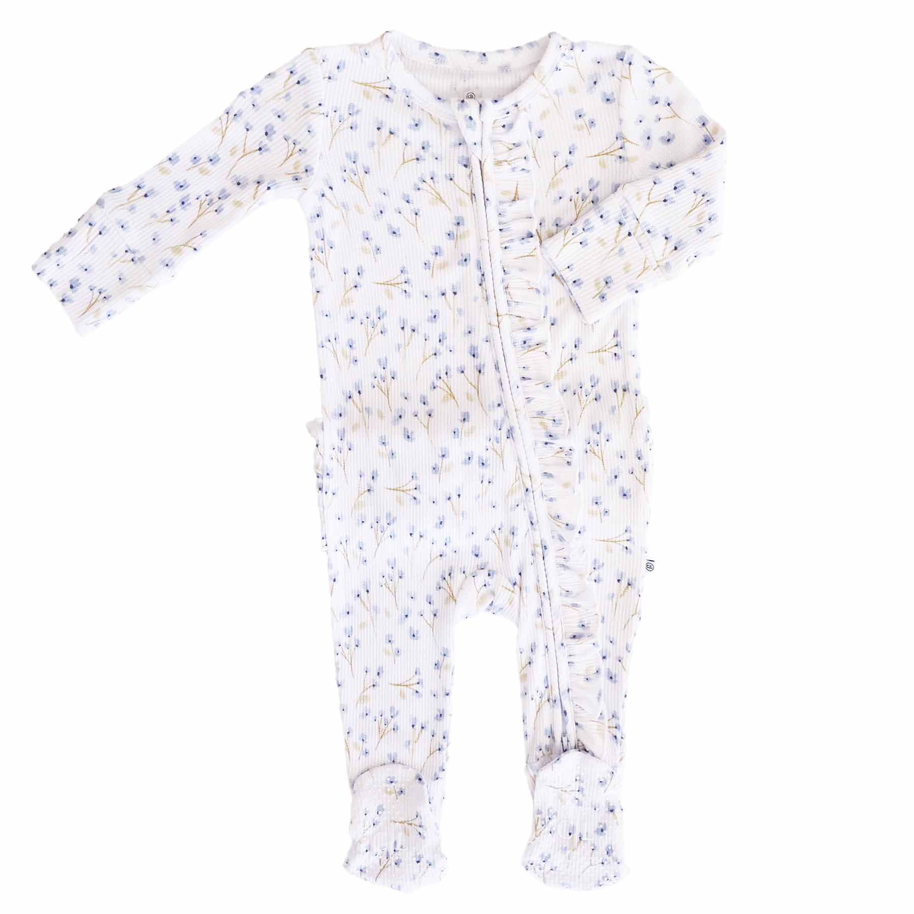 Caden Lane - Wholesale Jumpsuit - Baby - Blake's Blooms Bamboo Waffle Zipper Ruffle Footie7