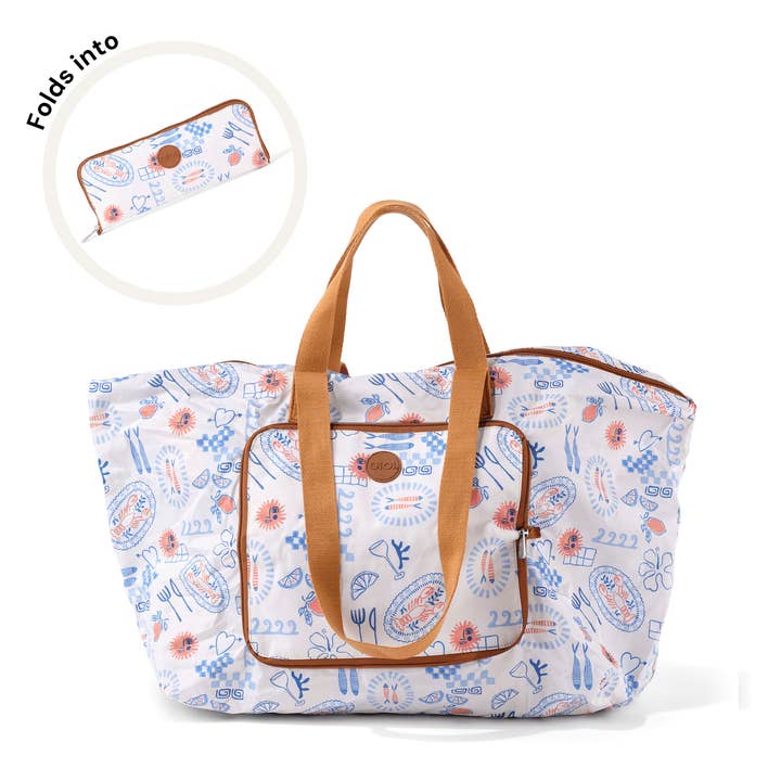 Fold-Up Tote - Mediterannean for wholesale by OiOi