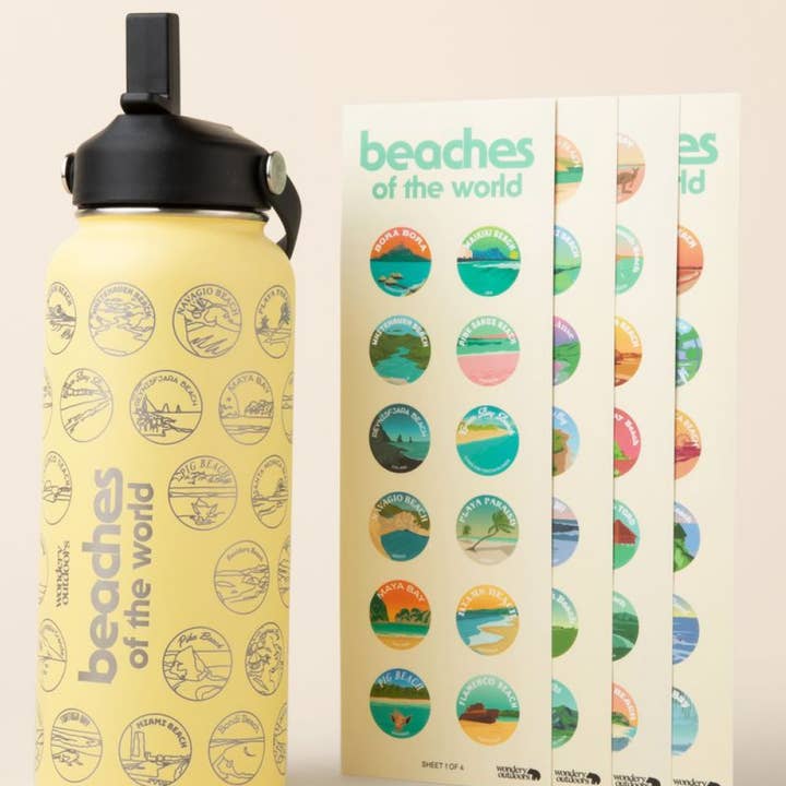 Wondery Outdoors - Wholesale Water Bottle - Best Beaches Bucket List Bottle 32oz