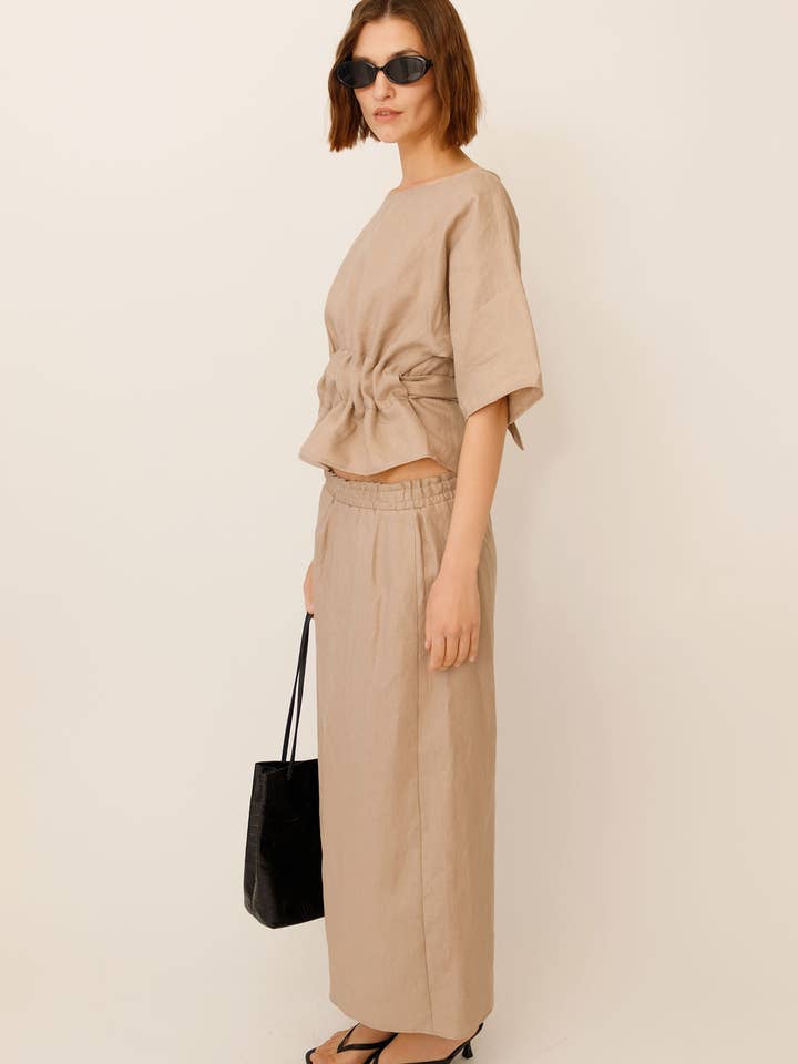 WUESTE - Wholesale Skirt - Women's - Calla Linen Paperbag Skirt1