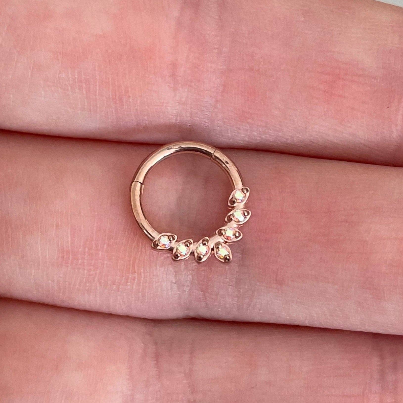 Elara Body Jewelry - Wholesale Nose Ring - Rose Gold Septum Piercing (16G | 8mm | Surgical Steel | Rose Gold, Gold, Black or Silver)3