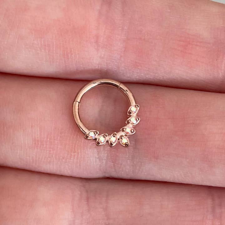 Elara Body Jewelry - Wholesale Nose Ring - Rose Gold Septum Piercing (16G | 8mm | Surgical Steel | Rose Gold, Gold, Black or Silver)3